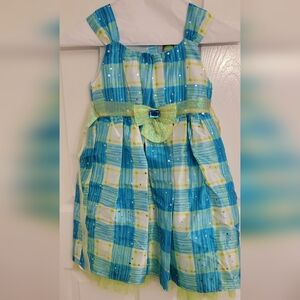 Dollie & Me Blue and Green Plaid Formal Dress